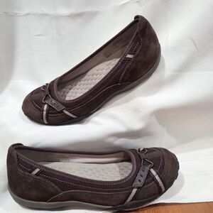 Clarks Privo Shoe Womens Sz 9.5 Brown Suede Leather Ballet Flats Comfort #36560